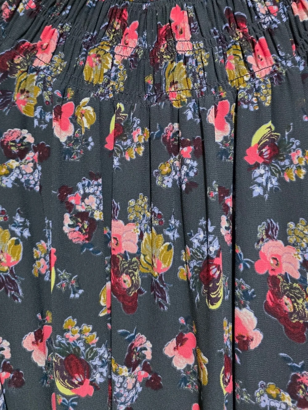 cinq a sept Black Floral Smocked Neck Long Sleeve Dress - Picture 2 of 8